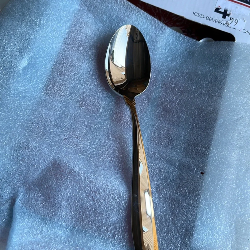 New Set of 4 Yamazaki Affair Gold Accent Oval Soup Spoons Made in Japan